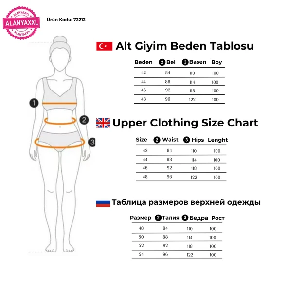 ZANESSI 72212 Büyük Beden Mom Fit Yüksek Bel Kışlık Lastikli Kadın Pantolon - Resim 6