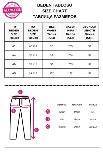 Büyük Beden Toparlayıcı Dar Paça Beli Lastikli Paça Taş Detaylı Kadın Pantolon - Resim 7