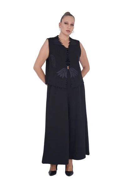 KadınKadın Büyük Beden Alt Üst Şık Yelekli İkili Takım - Resim 5