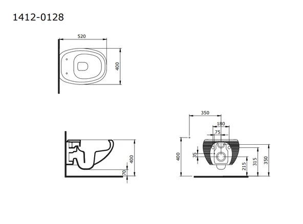 Bocchi Strata Asma Rimless Klozet Parlak Siyah Kapak Dahil 1412-005-0128 - Resim 2
