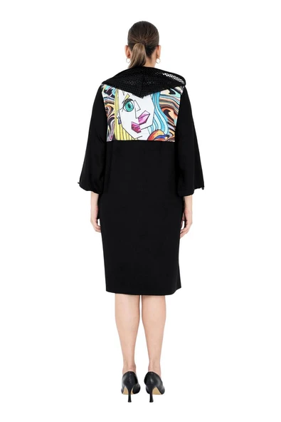 Kadın Büyük Beden Kapüşonlu Spor Midi Elbise - Resim 3