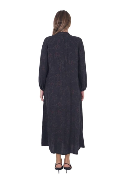 Kadın Büyük Beden Triko Battal Uzun Kollu Uzun Elbise - Resim 3