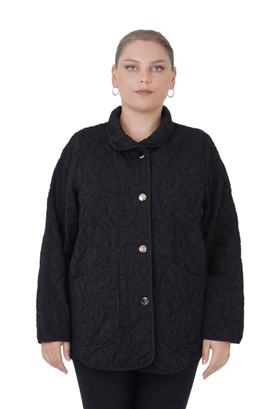 Kadın Büyük Beden Siyah Ceket