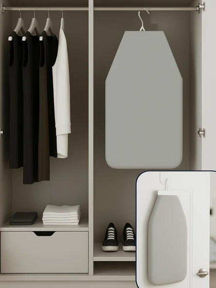 Beylini Mini Ütü Masası Pratik Konforlu Taşınabilir Portatif Hafif Asılabilir Seyahat Kompakt Ütü Masa 38x88 - Resim 5