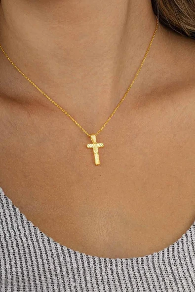 Gümüş Pazarım Altın Kaplama T Harfi Kadın 925 Ayar Gümüş Kolye ürün görseli 1