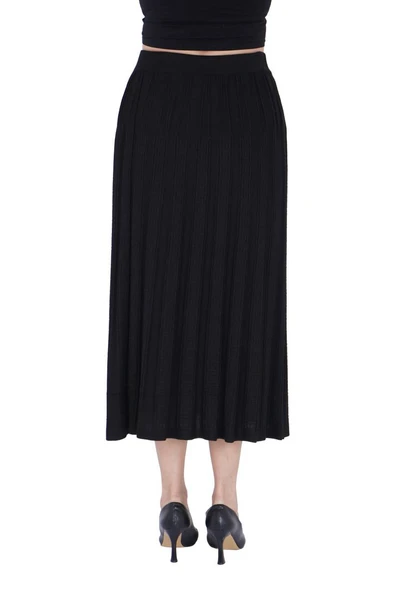 Kadın Büyük Beden Siyah Triko Uzun Etek - Resim 3