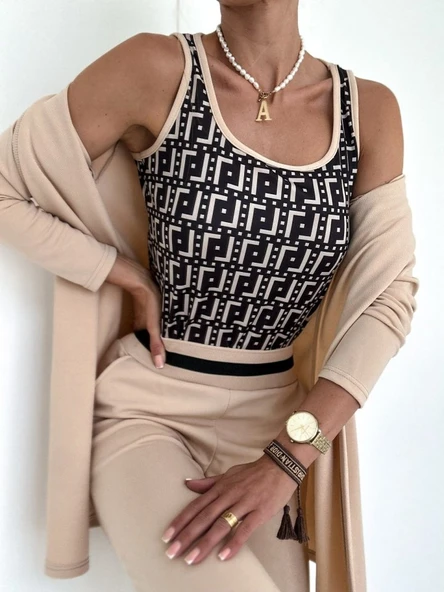 Kadın Uzun Kollu Krep üçlü Takım ürün görseli