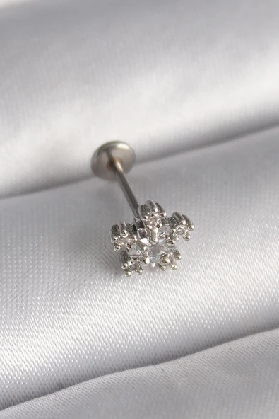 pilelistore 316L Çelik Gümüş Renk Zirkon Taşlı Yıldız Model Tragus Piercing - TJ-PR1341 ürün görseli 1