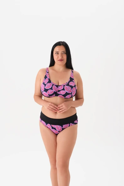 Büyük Beden Balenli Toparlayıcı Bikini Takım - Resim 2