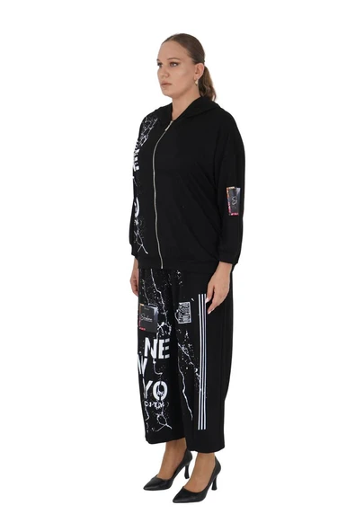 Kadın Büyük Beden Kapüşonlu Alt Üst İkili Takım - Resim 2