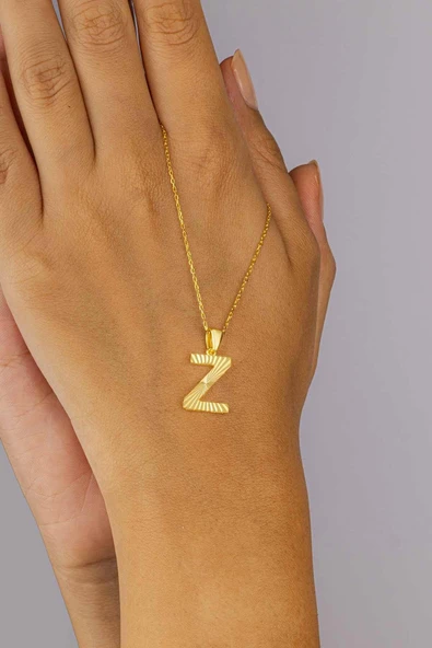 Gümüş Pazarım Altın Kaplama Z Harfli Kadın 925 Ayar Gümüş Kolye ürün görseli 1