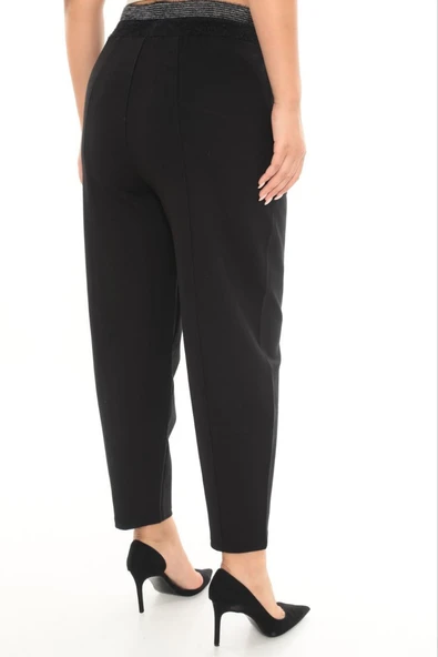 ZANESSI 72212 Büyük Beden Mom Fit Yüksek Bel Kışlık Lastikli Kadın Pantolon - Resim 3
