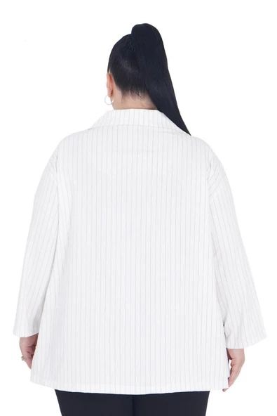 Kadın Büyük Beden Dantel Detay Şık Battal Gömlek - 3