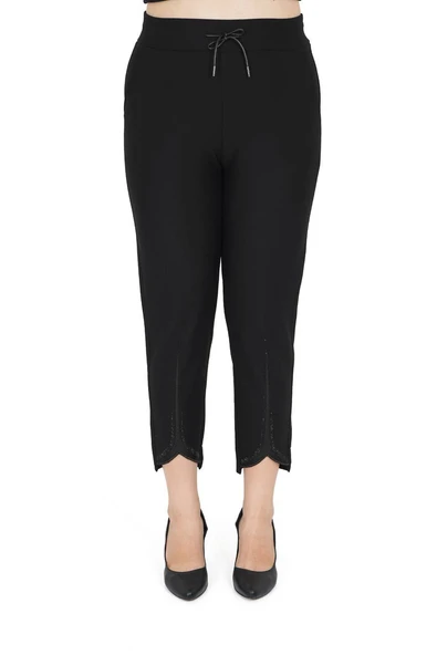 Büyük Beden Toparlayıcı Dar Paça Beli Lastikli Paça Taş Detaylı Kadın Pantolon - Resim 2