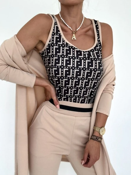 Kadın Uzun Kollu Krep üçlü Takım - Resim 5