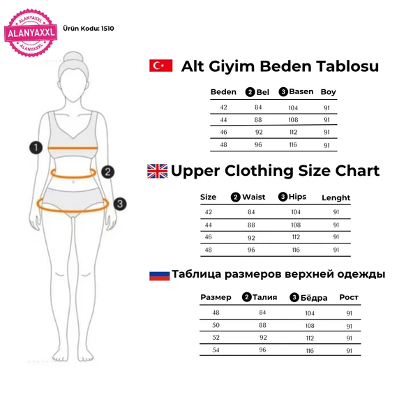 Kadın Büyük Beden Boru Paça Yüksek Bel Toparlayıcı Boru Paça Pantolon - 6