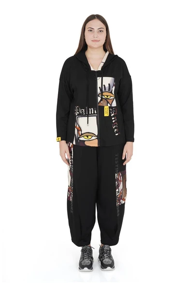 Kadın Büyük Beden Alt Üst İkili Uzun Kollu Picasso Takım ürün görseli