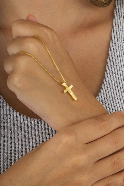 Gümüş Pazarım Altın Kaplama T Harfi Kadın 925 Ayar Gümüş Kolye - Resim 2