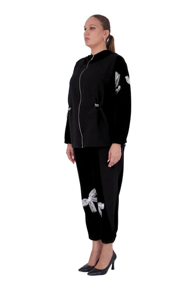 Kadın Büyük Beden Siyah Alt Üst İkili Takım - Resim 2