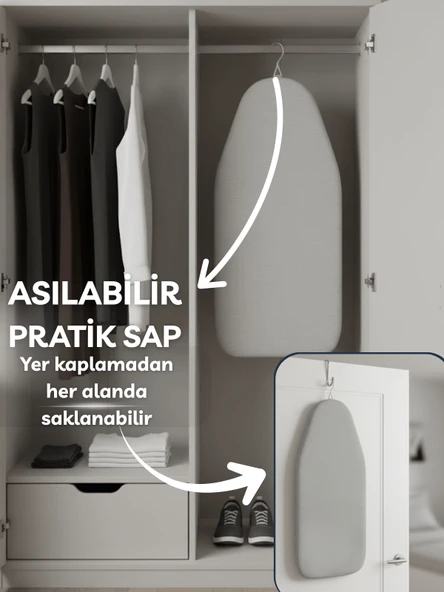 Beylini Mini Ütü Masası Pratik Konforlu Taşınabilir Portatif Hafif Asılabilir Seyahat Kompakt Ütü Masa 40x90 - 5