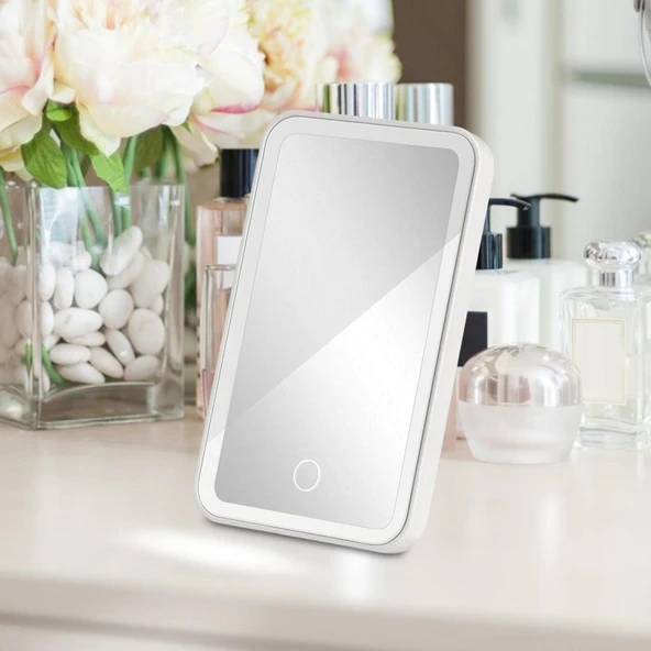 HyMark Araç İçi Dokunmatik Led Işıklı 3 Modlu Makyaj Aynası Kısılabilir Şarjlı Pilli Klipsli Güneşlik Aynası ürün görseli 1