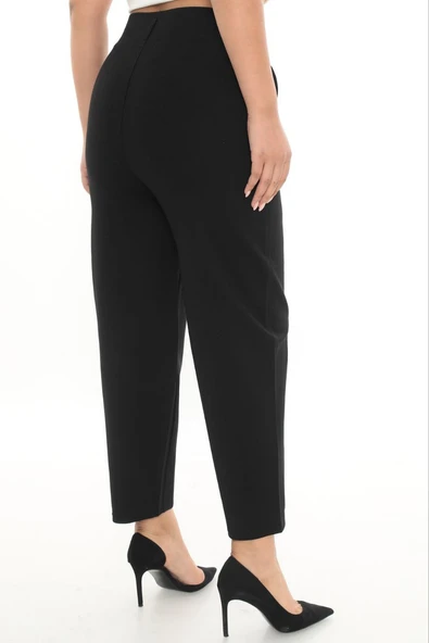Büyük Beden Kadın Mom Fit Paçası Taş Detaylı Pantolon - 3