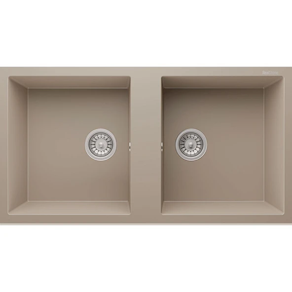 Real Stone P019 Nemrut Granit Mutfak Eviyesi Cappucino Tezgah Altı - Üstü 97x52 Cm İki Gözlü ürün görseli