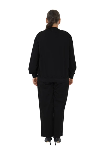 Kadın Büyük Beden Kolları Tül Detay Alt Üst  Atletli Üçlü Takım - Resim 10