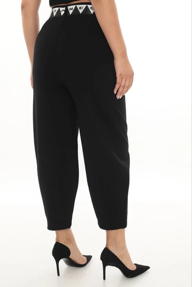 ZANESSI 73185 Büyük Beden Kadın Mom Fit Yüksek Bel Beli Lastikli Ekstra Battal Pantolon - Resim 3