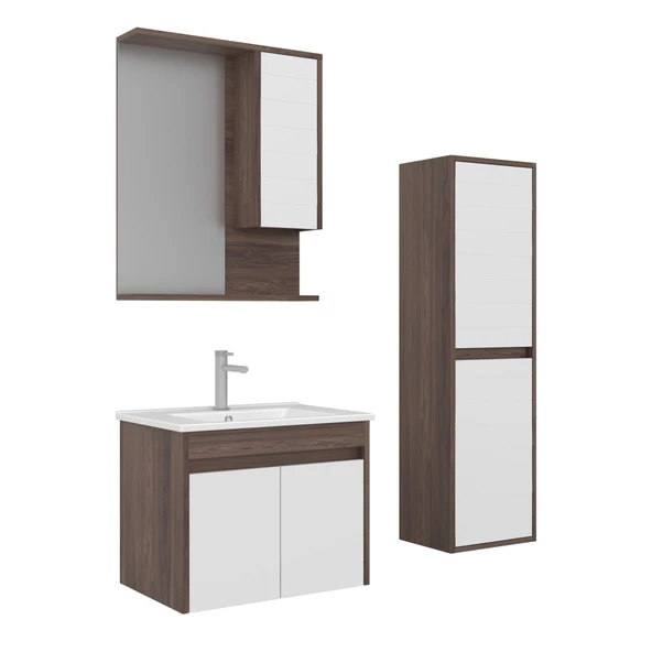 Orka Serra 65 cm Navaro/Beyaz Banyo Dolabı Takımı ve Boy Dolabı ürün görseli