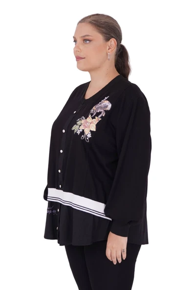 Kadın Büyük Beden Gömlek Görünümlü Bluz - 2