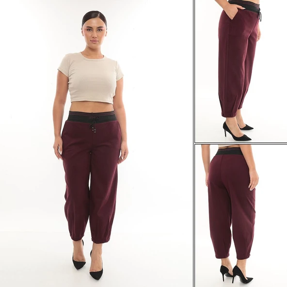 Büyük Beden Kadın Mom Kışlık Spor Şık Pantolon - 10