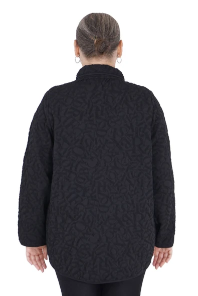 Kadın Büyük Beden Siyah Ceket - 3