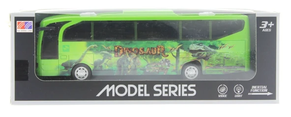 Sürtmeli Sesli ve Işıklı Yeşil Dinozor Parkı Otobüsü - 4