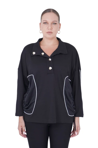 Kadın Büyük Beden Siyah Spor Bluz ürün görseli