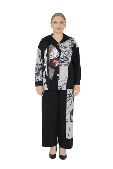 Kadın Büyük Beden Siyah Alt Üst İkili Takım ürün görseli