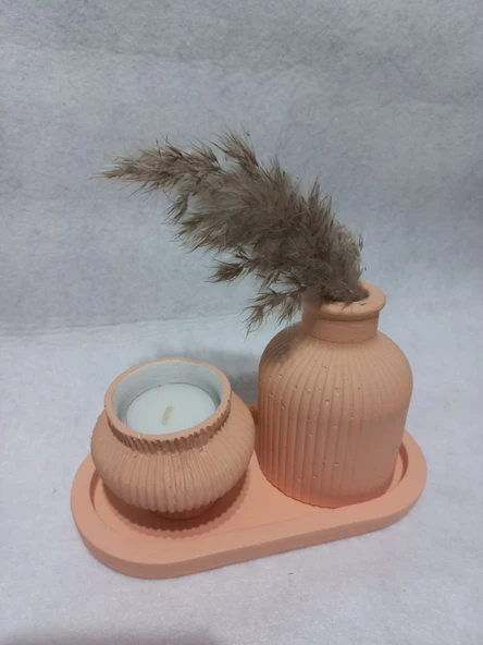 TABAKLI KÜP VAZOLU FİJİ MUMLUK SETLERİ RANDOM - Resim 3