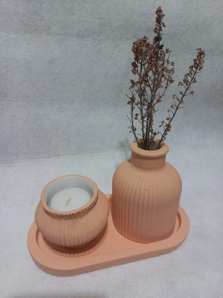 TABAKLI KÜP VAZOLU FİJİ MUMLUK SETLERİ RANDOM ürün görseli 1