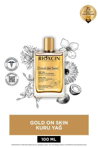 Bioxcin Gold On Skin Kuru Yağ 100 ml Sprey Doğal, Cilt & Saç İçin Besleyici, Nemlendirici Yağ, Monoi Kokulu