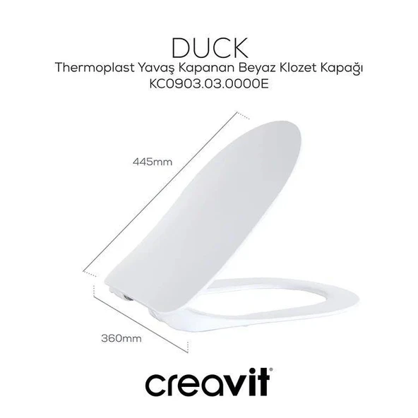 Creavit Terra Rim-Off Kanalsız Asma Klozet (TP329.00) + Duck TP Yavaş Kapanan Kapak 2'li Set - Resim 2