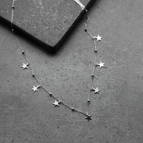 Vaoov 925 Ayar Gümüş Sallantılı Yıldız Kolye - Resim 2