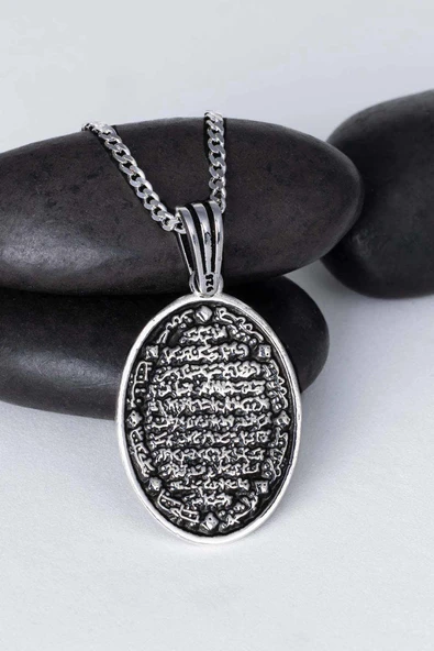 Gümüş Pazarım Besmelei Şerif Yazılı 925 Ayar Gümüş Kolye - 4