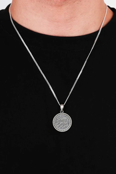 Gümüş Pazarım Besmelei Şerif Yazılı 925 Ayar Gümüş Kolye - Resim 3