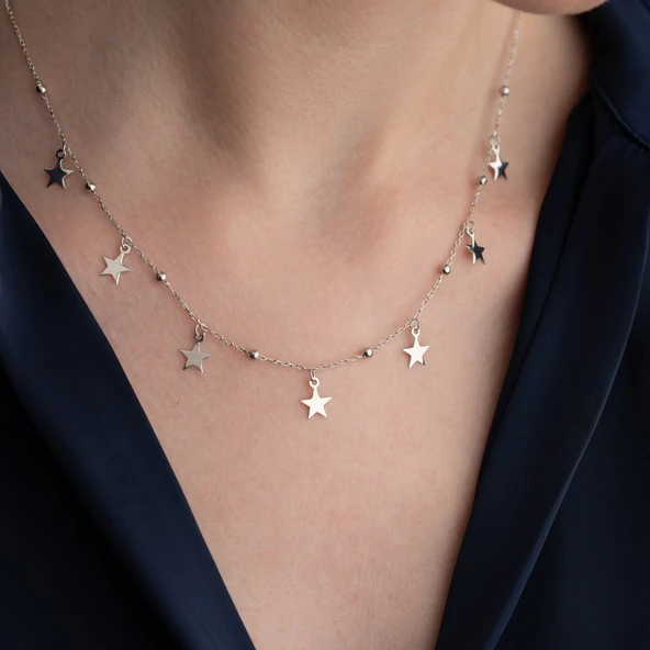 Vaoov 925 Ayar Gümüş Sallantılı Yıldız Kolye ürün görseli