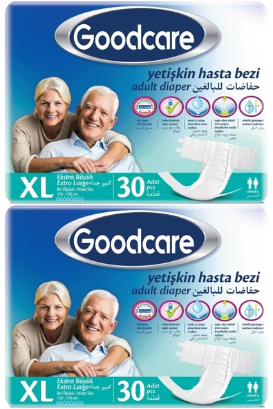 GOODCARE Hasta Bezi Yetişkin Bel Bantlı Tekstil Yüzey Xl Extra Large - Ekstra Büyük 60 Adet (2PK*30) ürün görseli