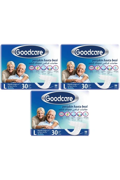 GOODCARE Hasta Bezi Yetişkin Bel Bantlı Tekstil Yüzey L Large - Büyük 90 Adet (3PK*30) ürün görseli