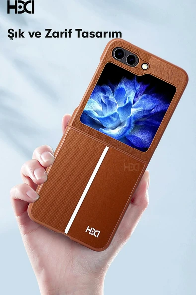 Samsung Galaxy Z Flip 5 Kılıf HBC-155 Lizbon Kapak - Derin Mor - Resim 6