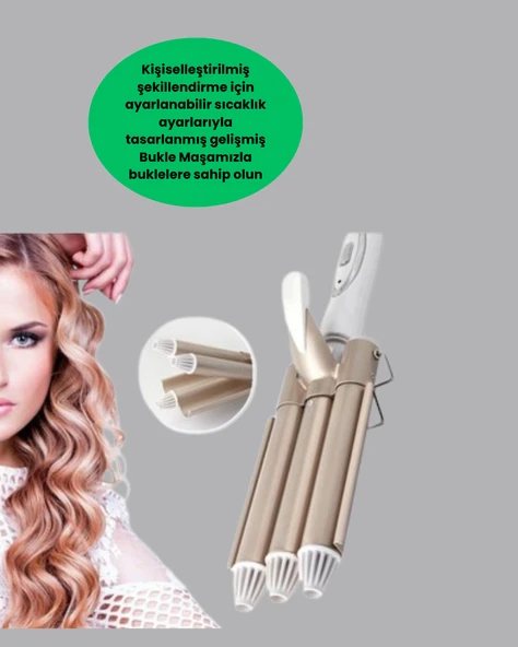Ayarlanabilir Isılı Bukle Saç Maşası - Resim 4