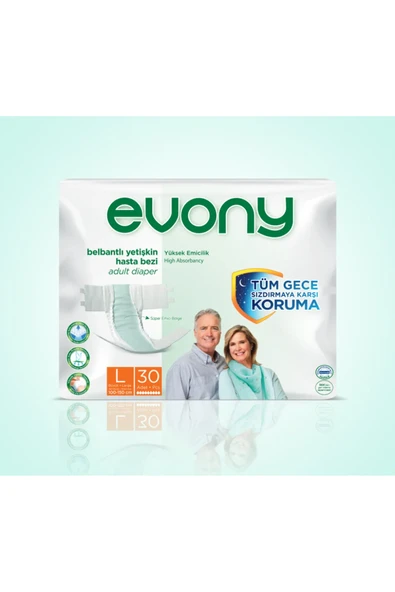 EVONY Yetişkin Hasta Bezi Belbantlı Large 30 Lu Paket Bel Çevresi 100cm-150cm - Resim 2