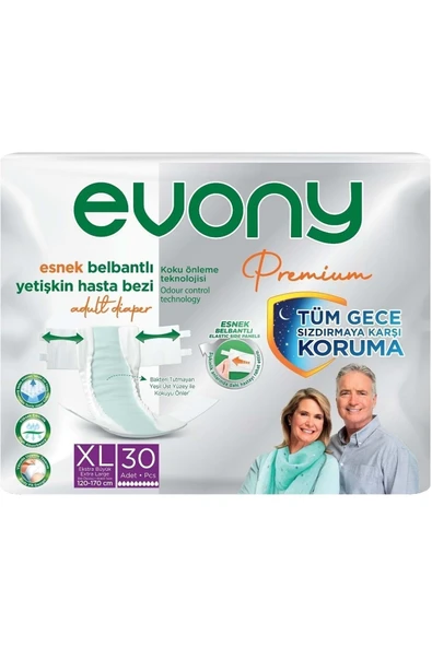 EVONY Premium Hasta Bezi Yetişkin Bel Bantlı Tekstil Yüzey Extra Large- Ekstra Büyük Boy 240 Adet - Resim 2